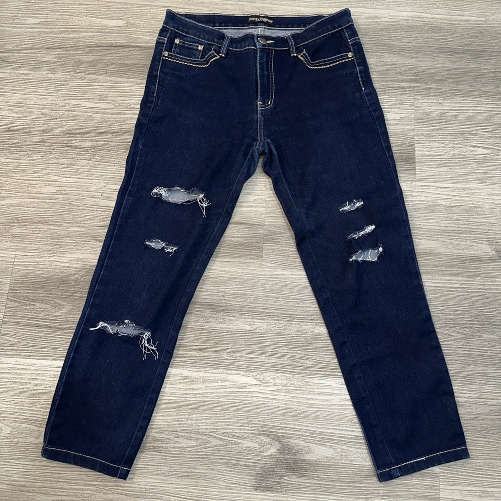 Dolce & Gabbana Distressed Skinny Jeans Dark Wash‎ Designer Denim Size 30